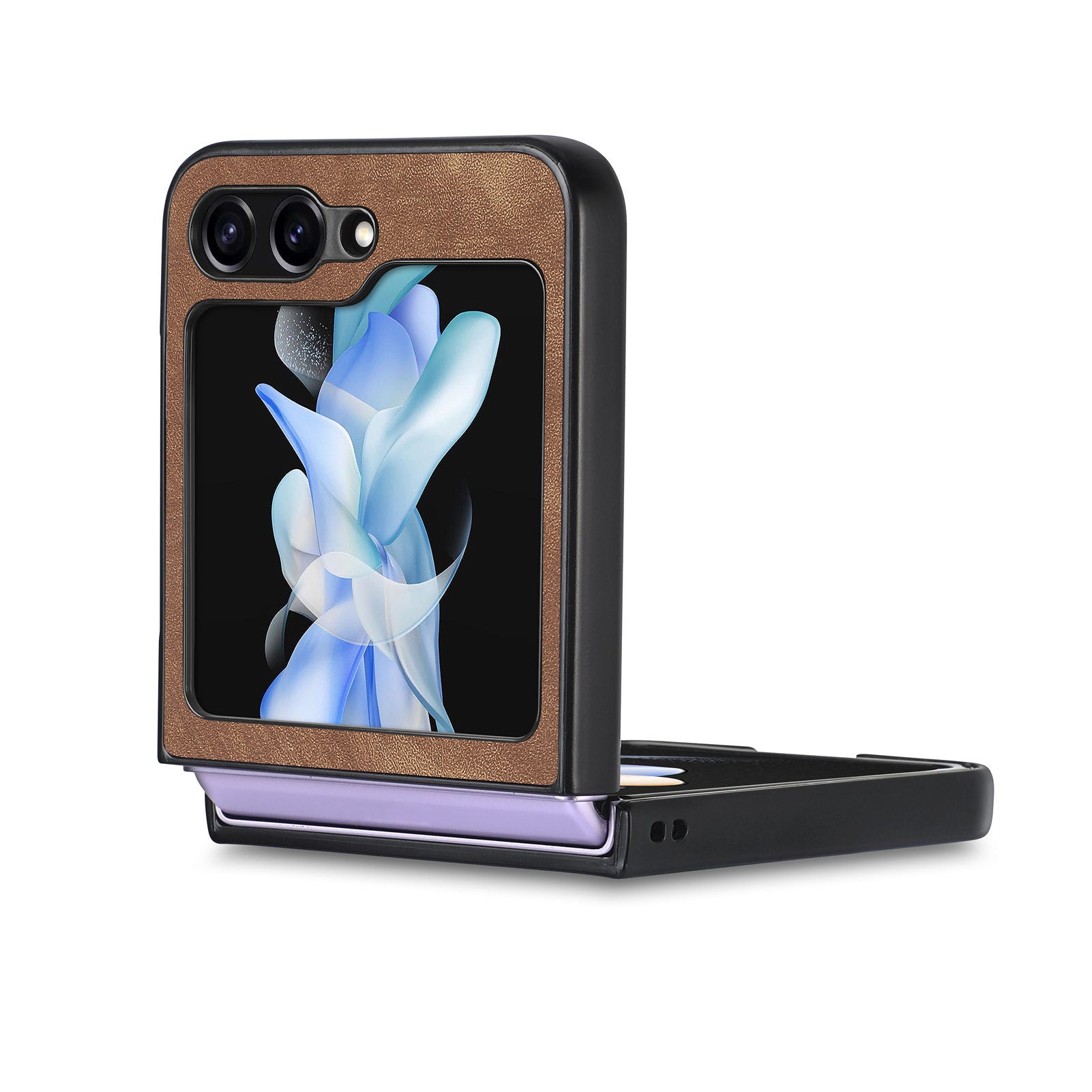 For Samsung Galaxy Z Flip6 5G Case Vintage Leather+PC Slim Fit Phone Cover - Brown