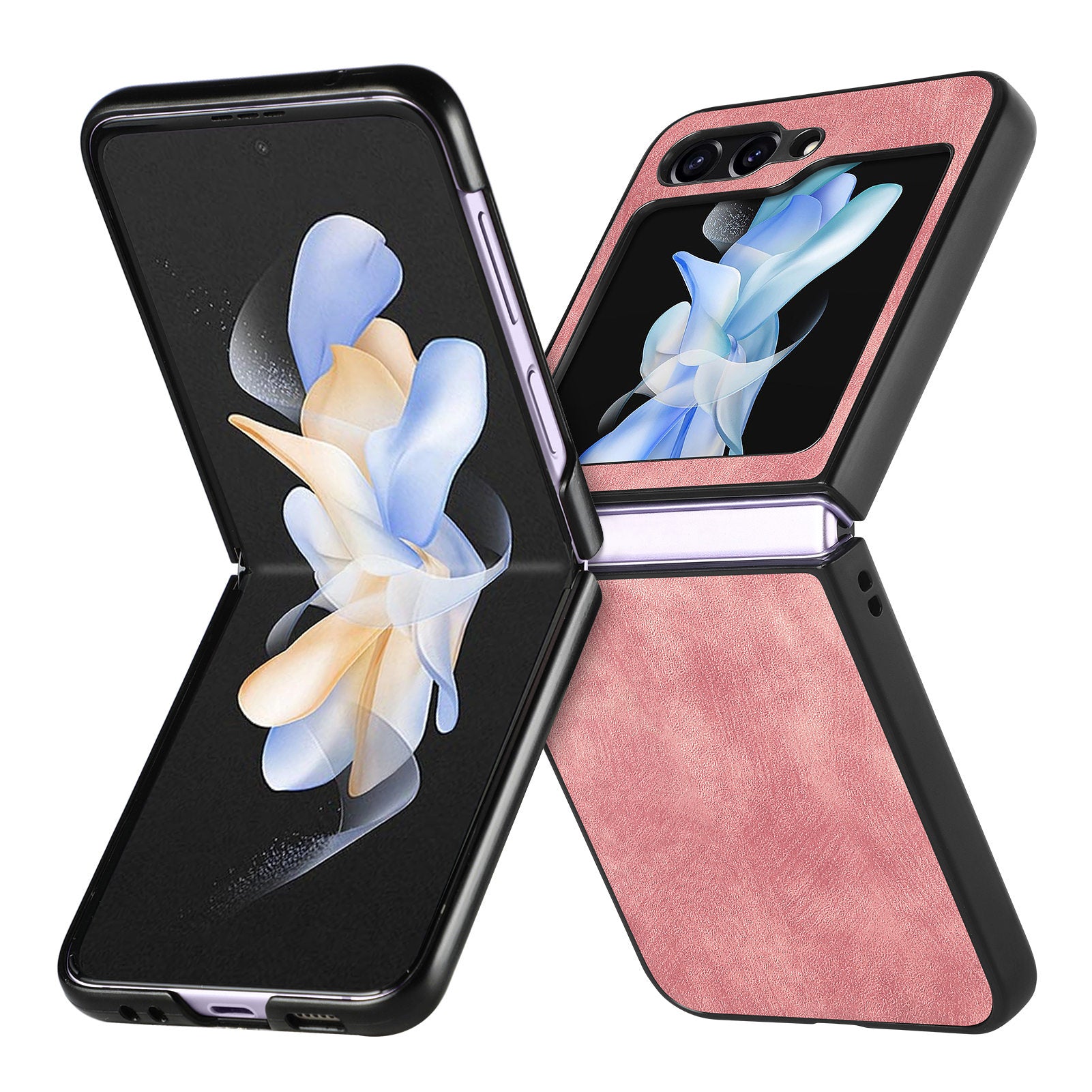 For Samsung Galaxy Z Flip6 5G Case Vintage Leather+PC Slim Fit Phone Cover - Pink