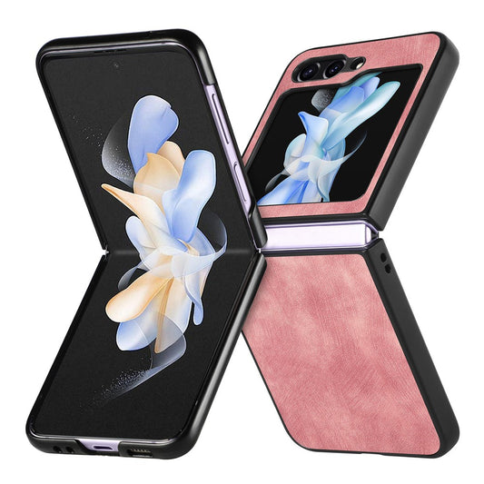 For Samsung Galaxy Z Flip7 FE 5G / Z Flip6 5G Case Vintage Leather+PC Slim Fit Phone Cover - Pink