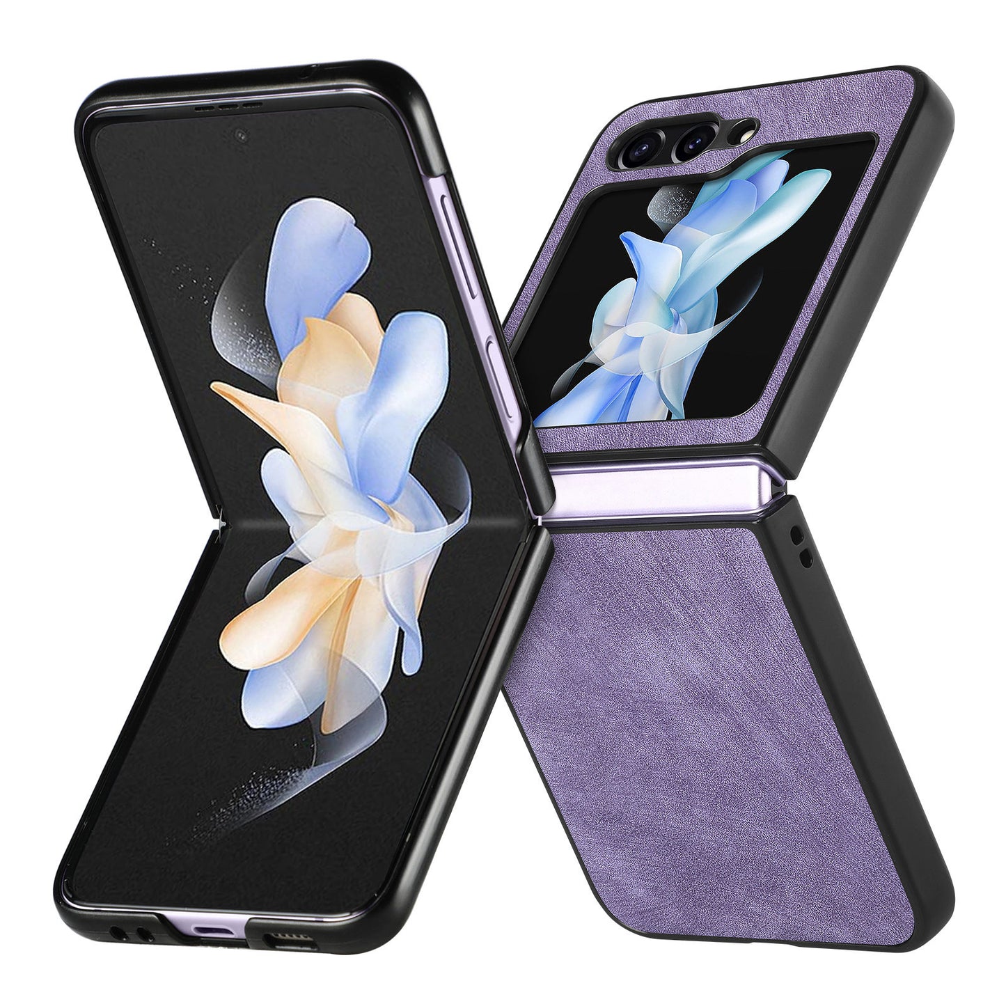 For Samsung Galaxy Z Flip6 5G Case Vintage Leather+PC Slim Fit Phone Cover - Purple