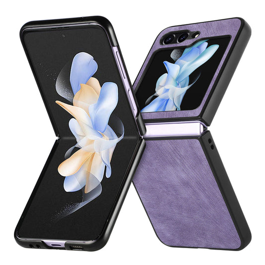 For Samsung Galaxy Z Flip6 5G Case Vintage Leather+PC Slim Fit Phone Cover - Purple