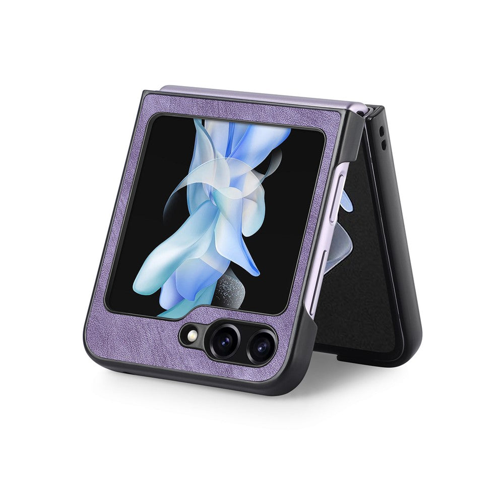 For Samsung Galaxy Z Flip7 FE 5G / Z Flip6 5G Case Vintage Leather+PC Slim Fit Phone Cover - Purple