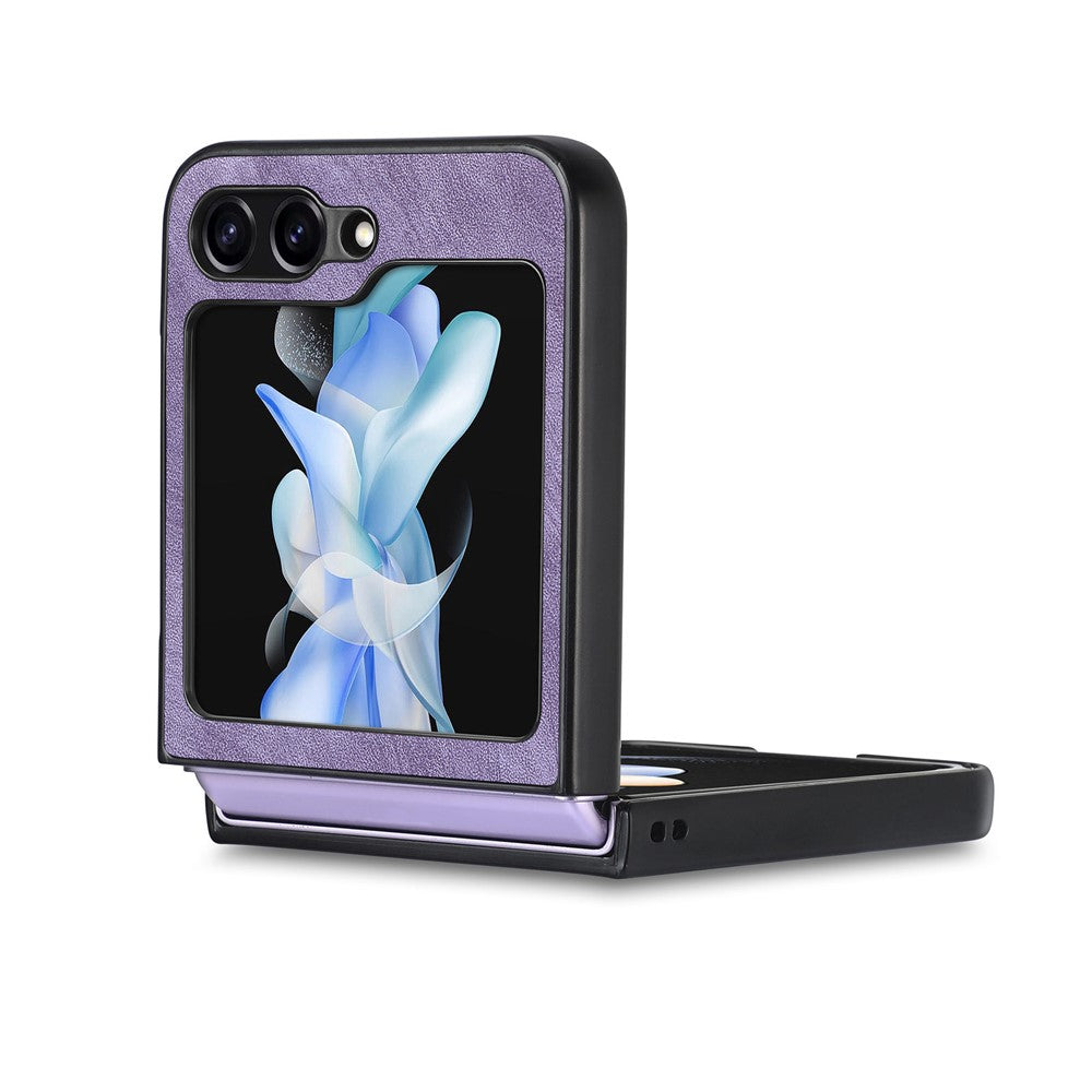 For Samsung Galaxy Z Flip7 FE 5G / Z Flip6 5G Case Vintage Leather+PC Slim Fit Phone Cover - Purple