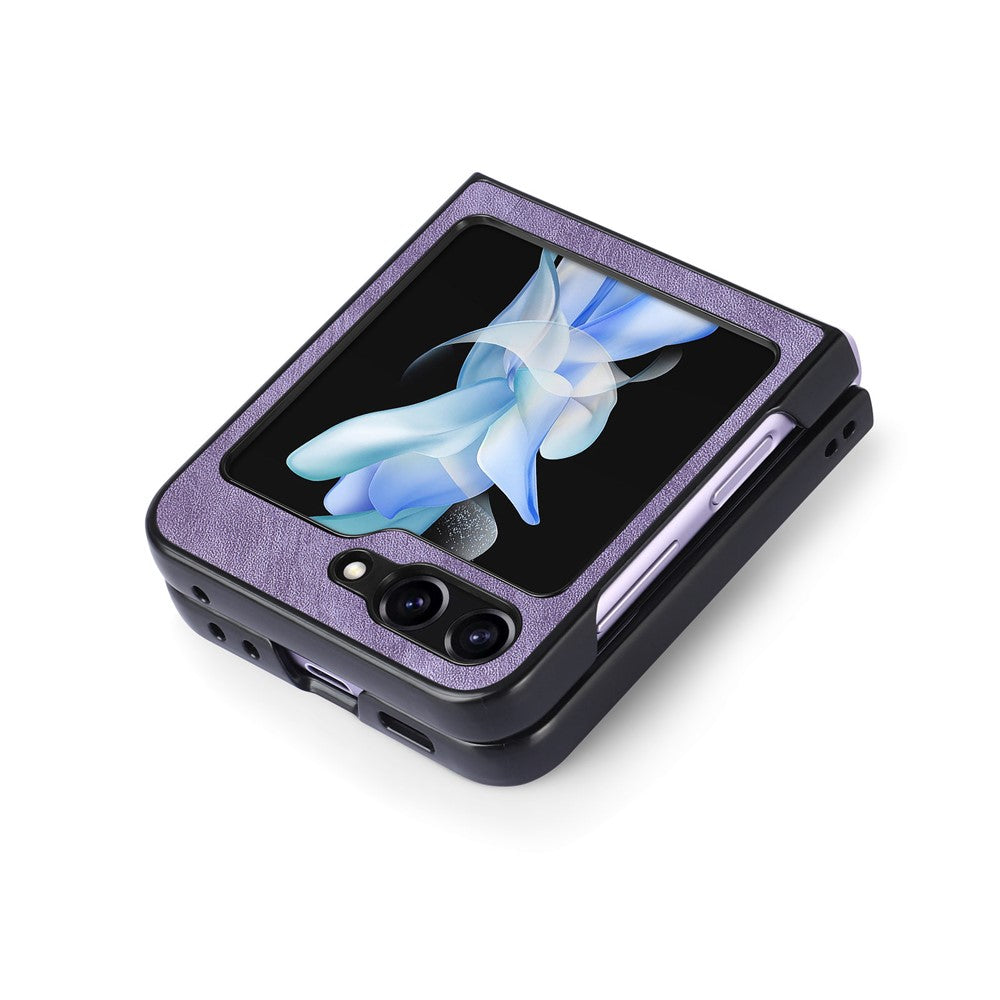 For Samsung Galaxy Z Flip7 FE 5G / Z Flip6 5G Case Vintage Leather+PC Slim Fit Phone Cover - Purple