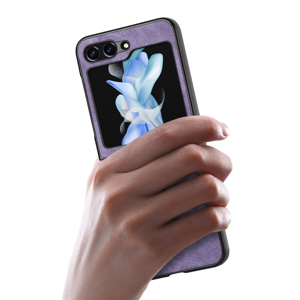 For Samsung Galaxy Z Flip7 FE 5G / Z Flip6 5G Case Vintage Leather+PC Slim Fit Phone Cover - Purple