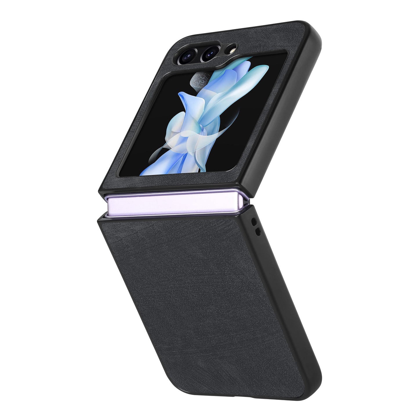 For Samsung Galaxy Z Flip6 5G Case Vintage Leather+PC Slim Fit Phone Cover - Black