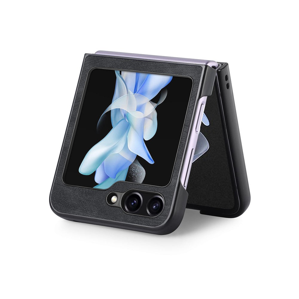 For Samsung Galaxy Z Flip7 FE 5G / Z Flip6 5G Case Vintage Leather+PC Slim Fit Phone Cover - Black