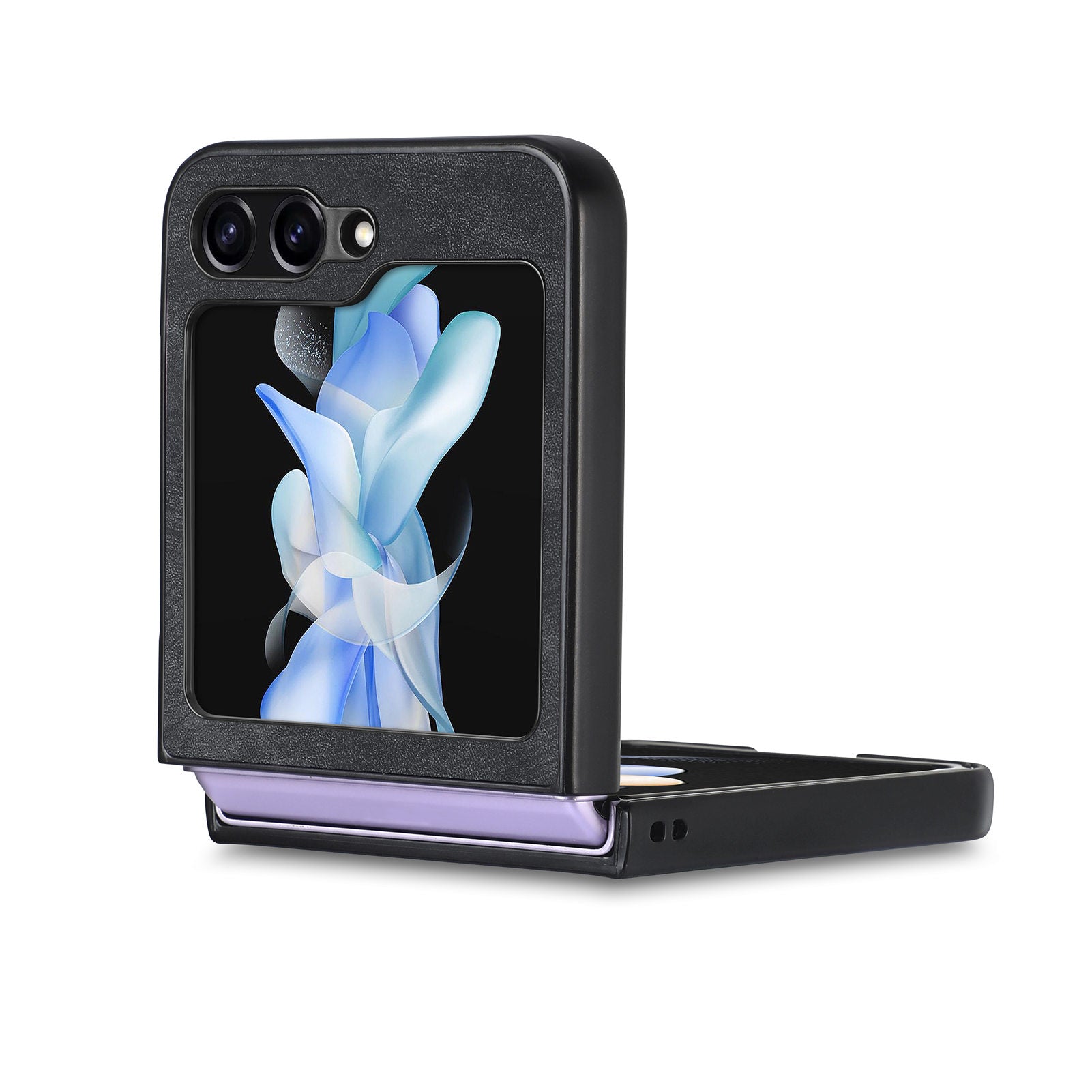 For Samsung Galaxy Z Flip6 5G Case Vintage Leather+PC Slim Fit Phone Cover - Black