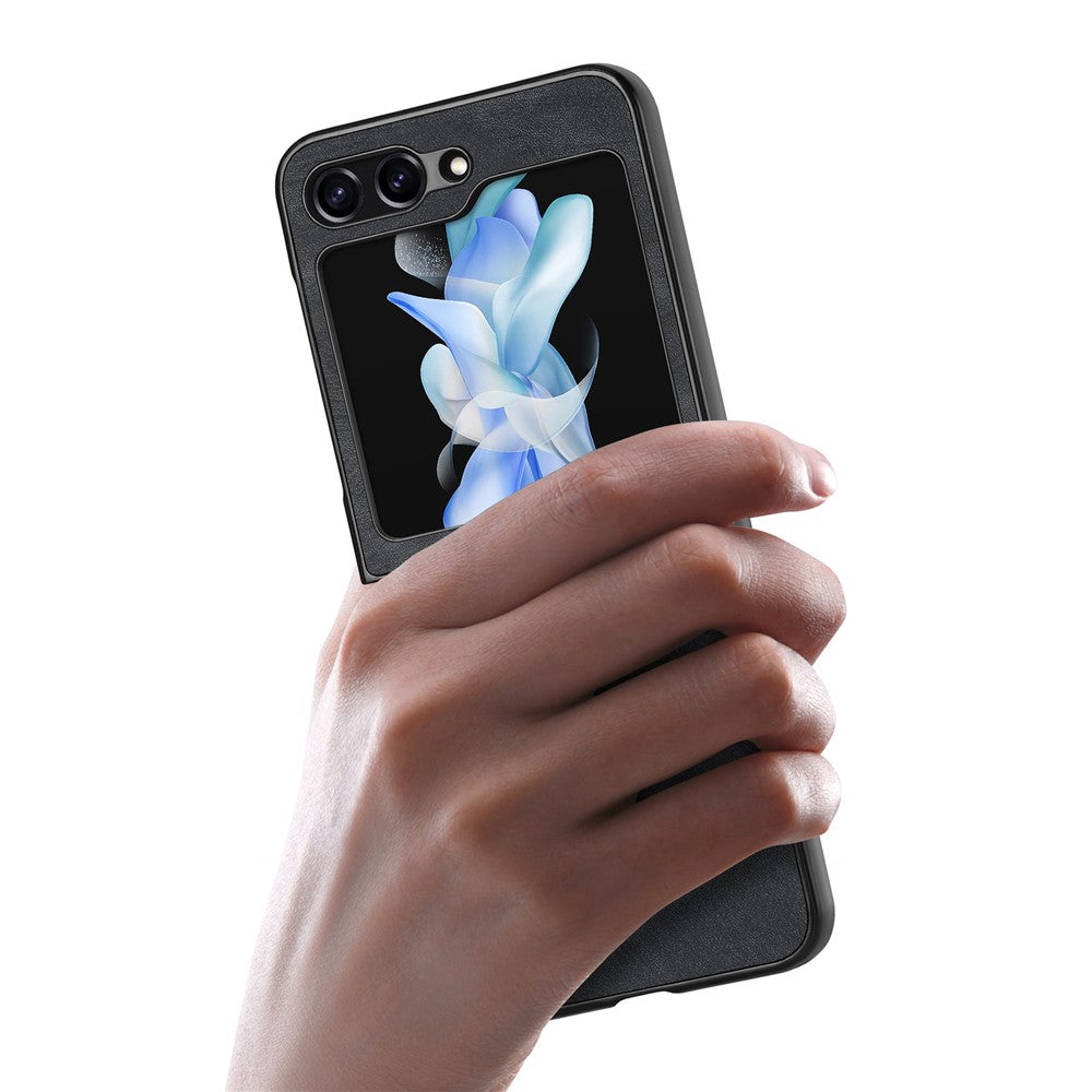 For Samsung Galaxy Z Flip7 FE 5G / Z Flip6 5G Case Vintage Leather+PC Slim Fit Phone Cover - Black