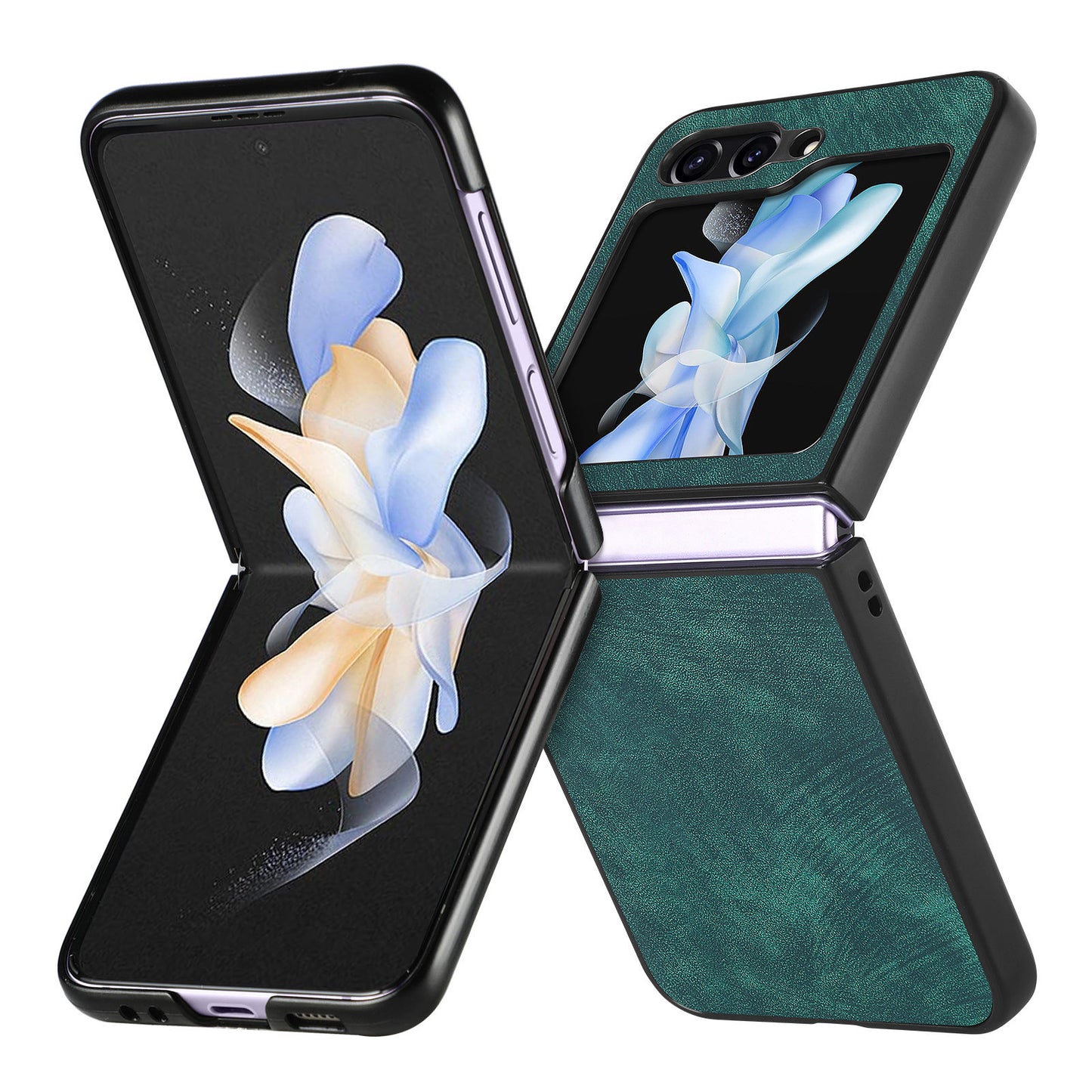 For Samsung Galaxy Z Flip6 5G Case Vintage Leather+PC Slim Fit Phone Cover - Green