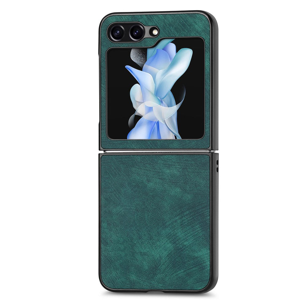 For Samsung Galaxy Z Flip7 FE 5G / Z Flip6 5G Case Vintage Leather+PC Slim Fit Phone Cover - Green