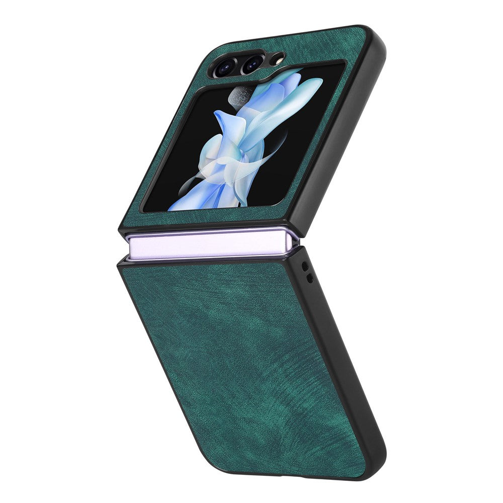 For Samsung Galaxy Z Flip7 FE 5G / Z Flip6 5G Case Vintage Leather+PC Slim Fit Phone Cover - Green