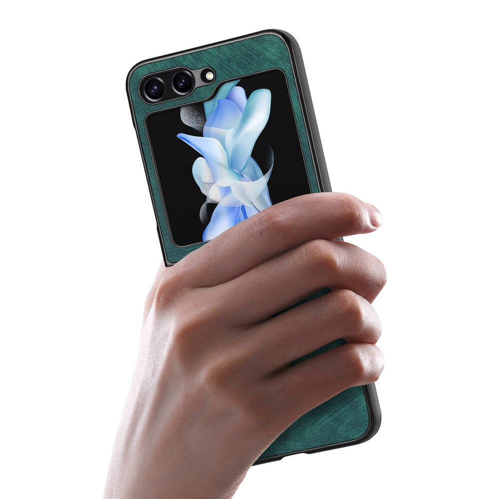 For Samsung Galaxy Z Flip7 FE 5G / Z Flip6 5G Case Vintage Leather+PC Slim Fit Phone Cover - Green