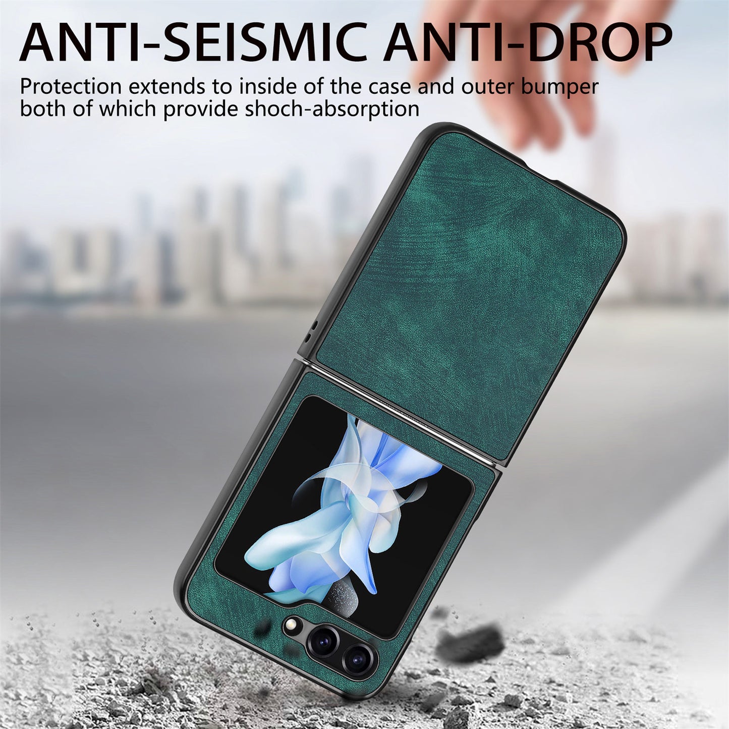 For Samsung Galaxy Z Flip6 5G Case Vintage Leather+PC Slim Fit Phone Cover - Green