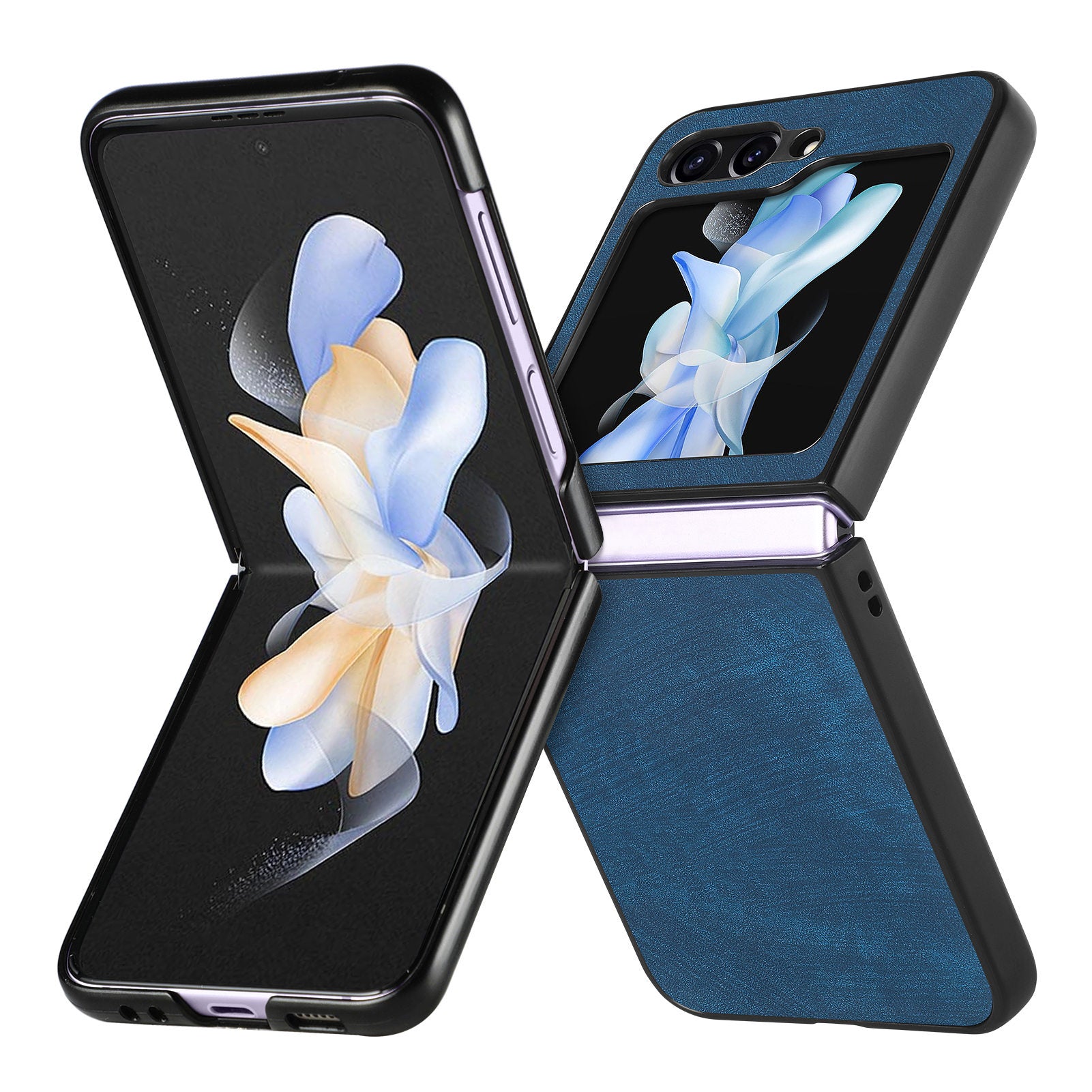 For Samsung Galaxy Z Flip6 5G Case Vintage Leather+PC Slim Fit Phone Cover - Blue