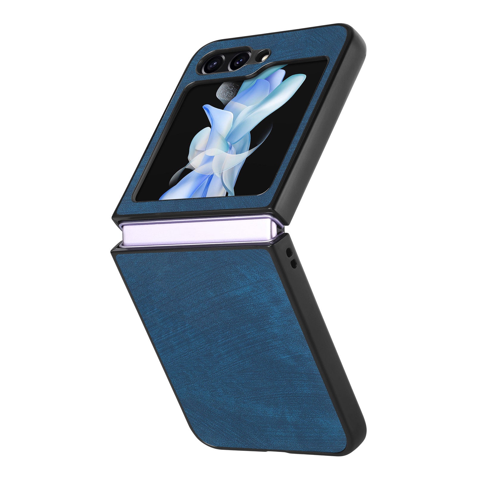 For Samsung Galaxy Z Flip6 5G Case Vintage Leather+PC Slim Fit Phone Cover - Blue