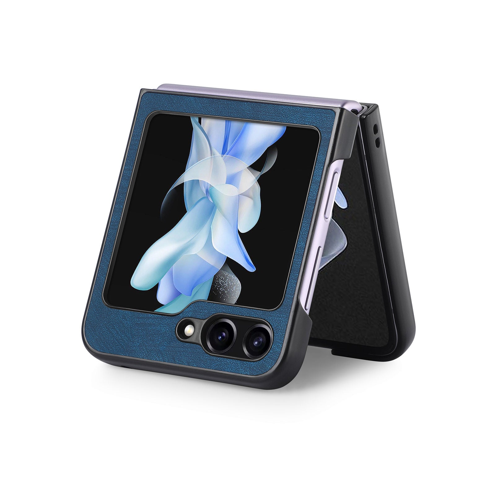 For Samsung Galaxy Z Flip6 5G Case Vintage Leather+PC Slim Fit Phone Cover - Blue