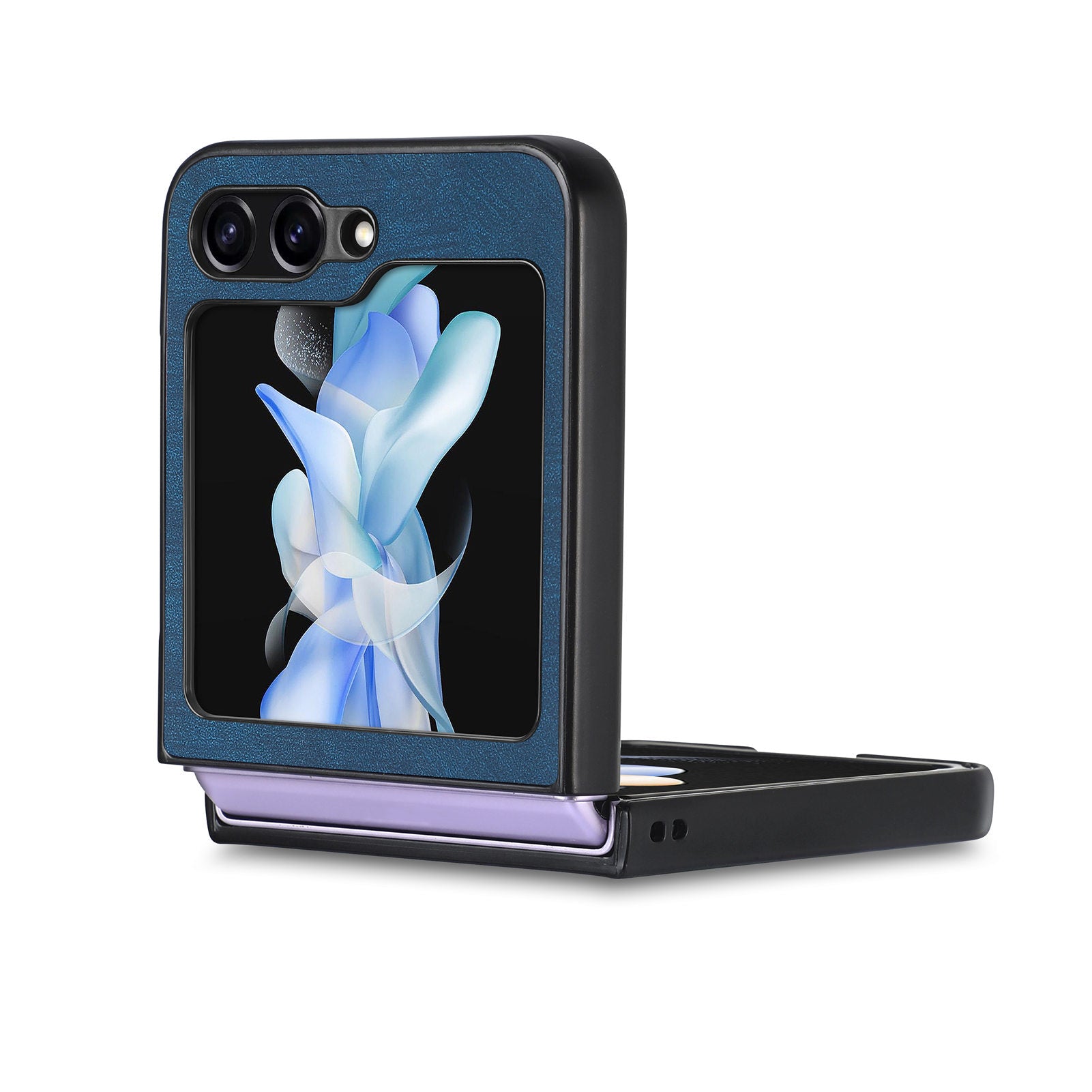 For Samsung Galaxy Z Flip6 5G Case Vintage Leather+PC Slim Fit Phone Cover - Blue