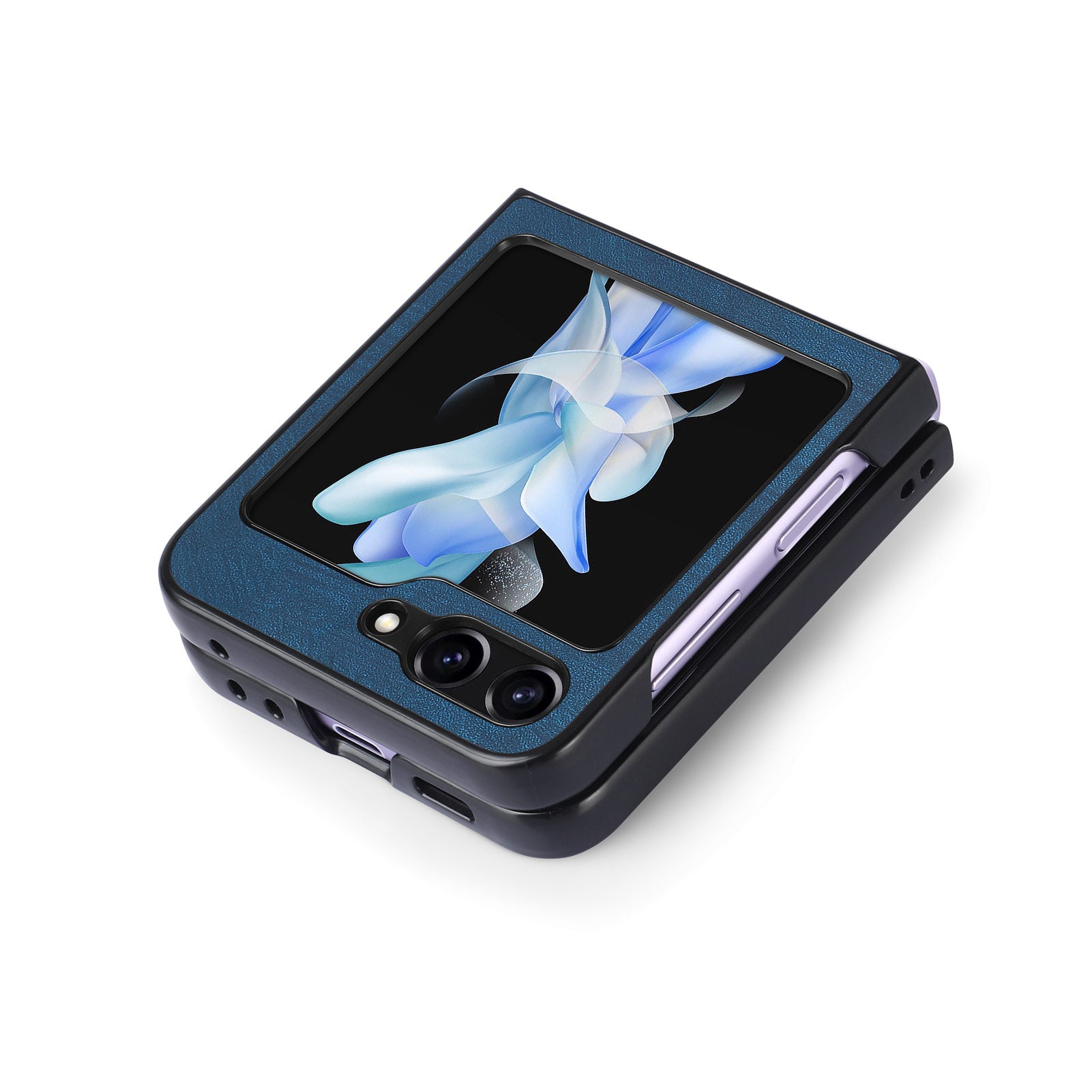 For Samsung Galaxy Z Flip6 5G Case Vintage Leather+PC Slim Fit Phone Cover - Blue