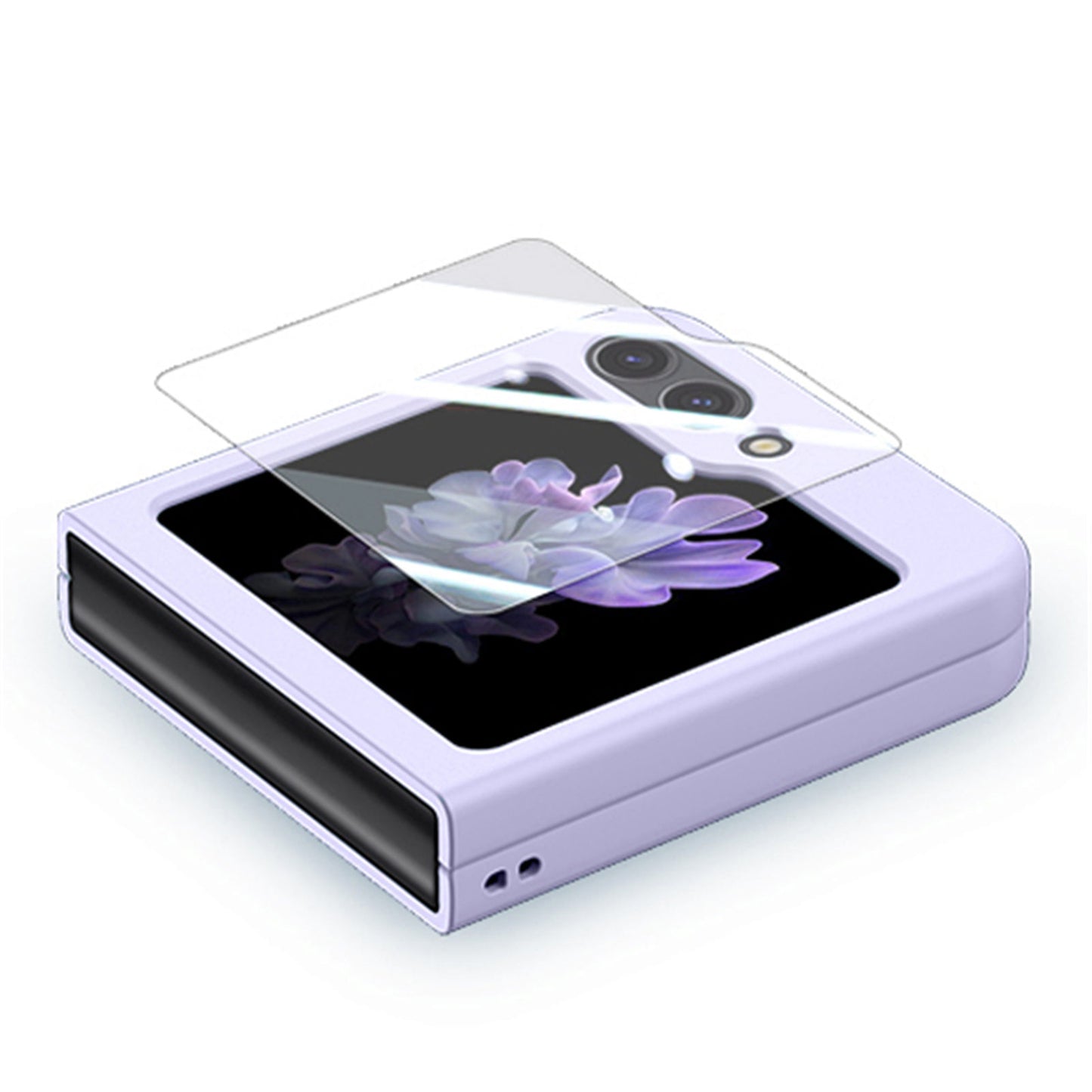 For Samsung Galaxy Z Flip6 5G Case Skin-Touch PC Phone Cover with Rear Screen Protector - Purple