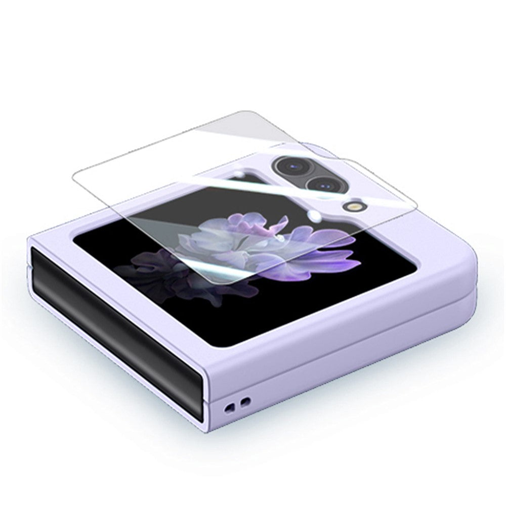 For Samsung Galaxy Z Flip7 FE 5G / Z Flip6 5G Case Skin-Touch PC Phone Cover with Rear Screen Protector - Purple