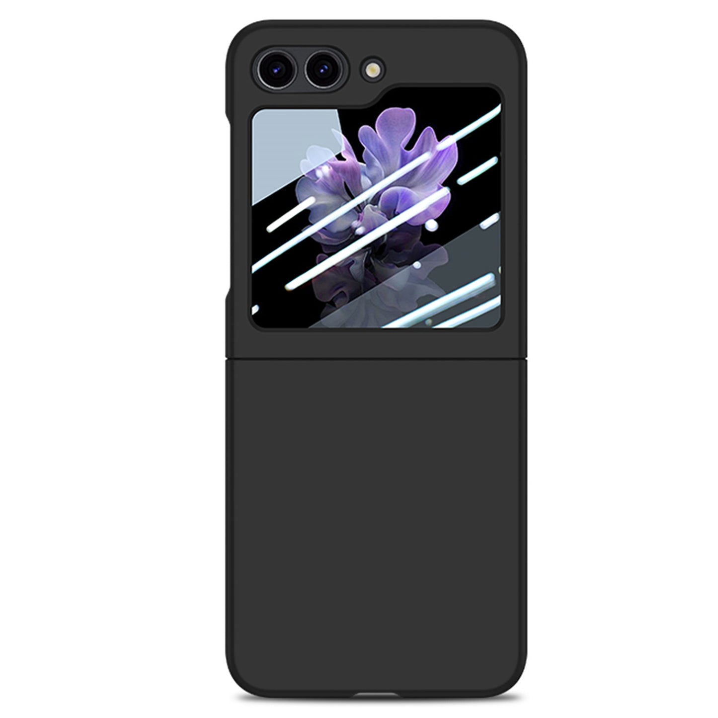 For Samsung Galaxy Z Flip6 5G Case Skin-touch PC Phone Cover with Rear Screen Protector - Black