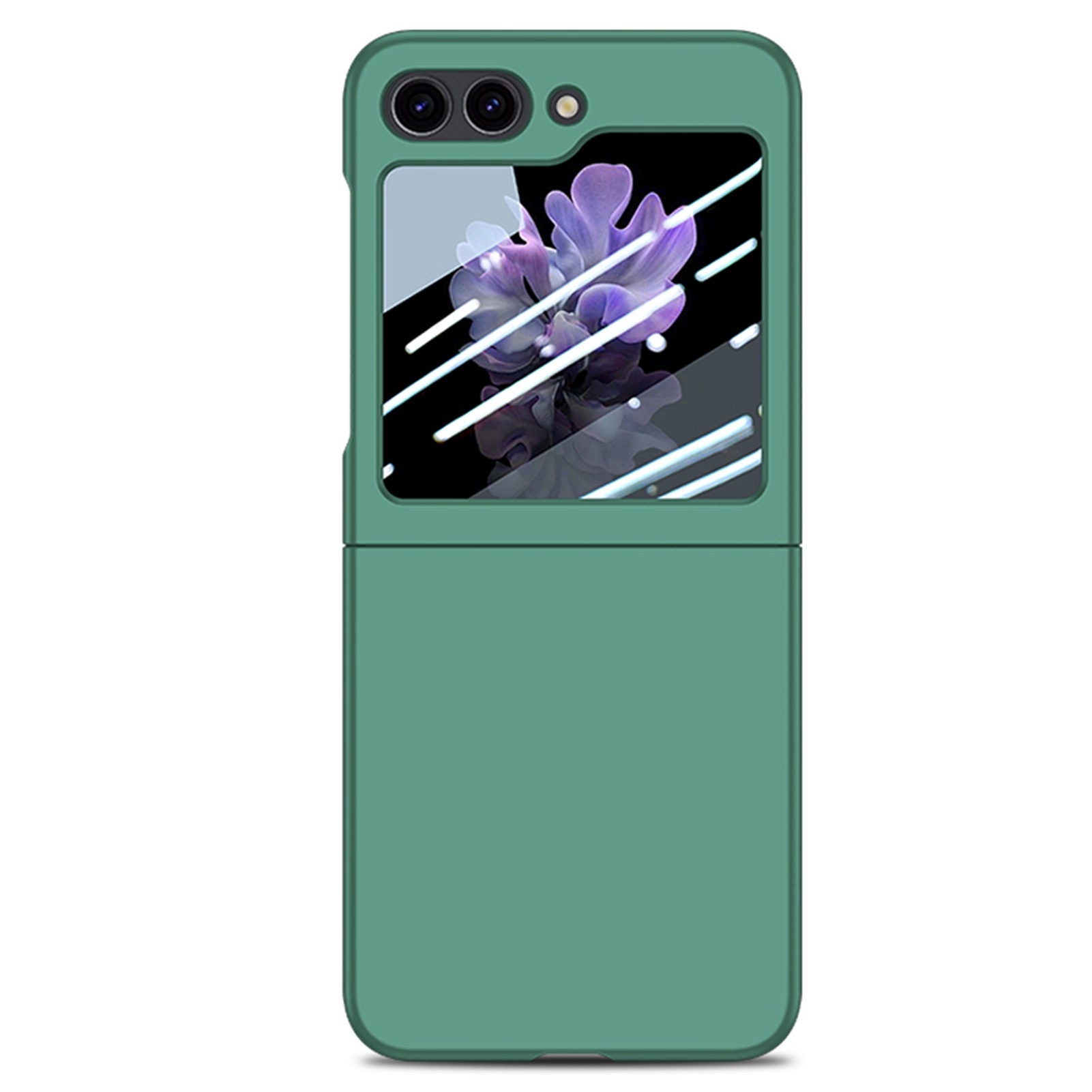 For Samsung Galaxy Z Flip6 5G Case Skin-touch PC Phone Cover with Rear Screen Protector - Dark Green