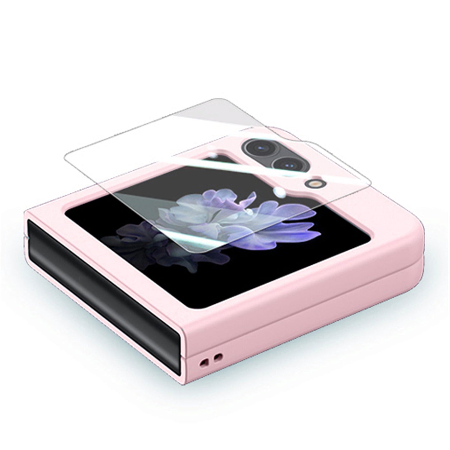 For Samsung Galaxy Z Flip6 5G Case Skin-touch PC Phone Cover with Rear Screen Protector - Pink