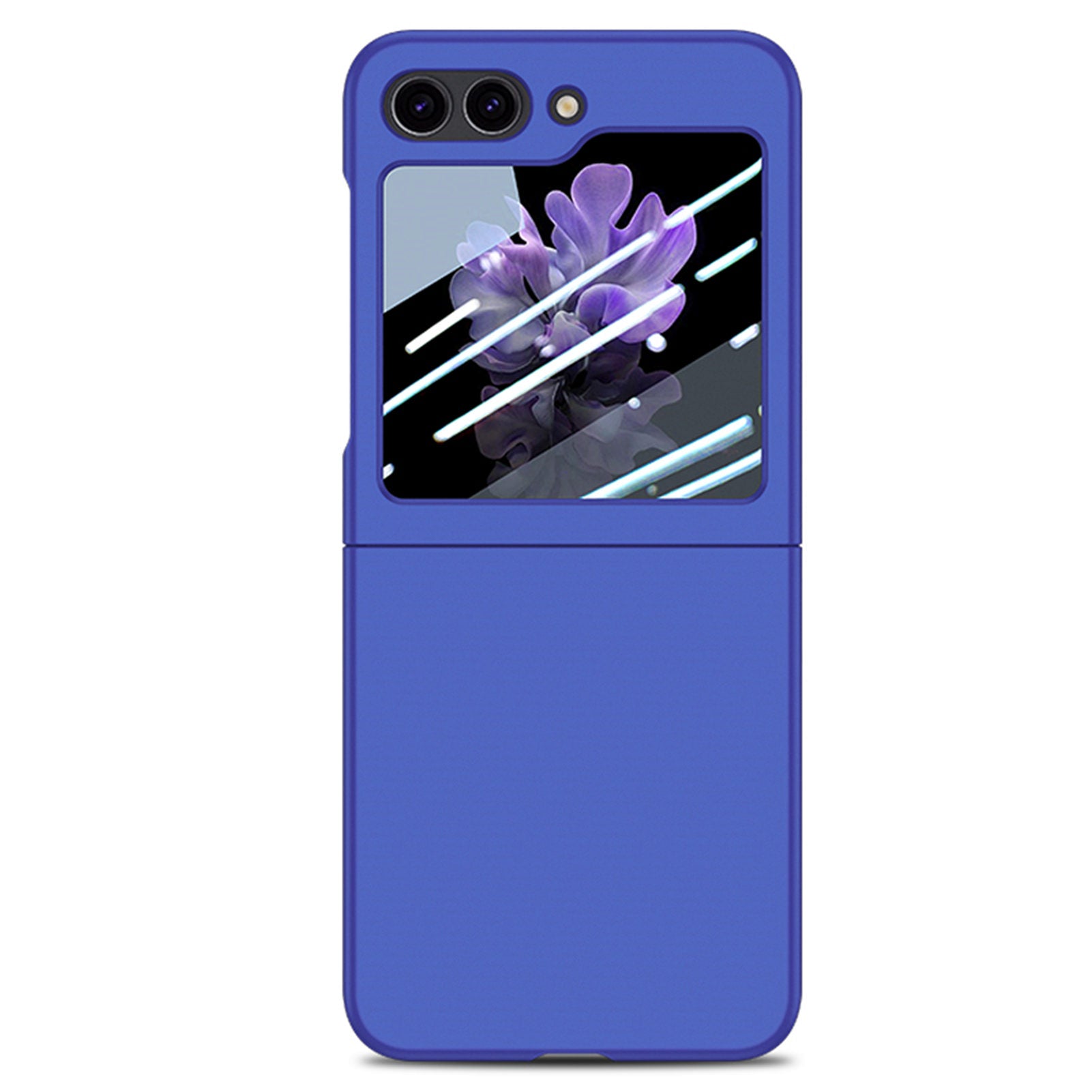 For Samsung Galaxy Z Flip6 5G Case Skin-touch PC Phone Cover with Rear Screen Protector - Dark Blue