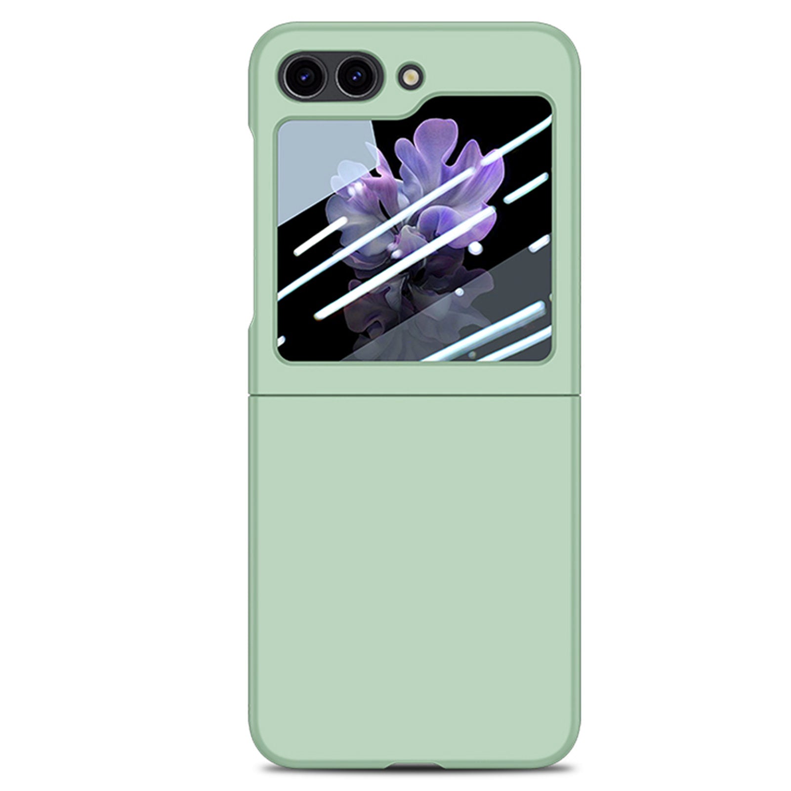 For Samsung Galaxy Z Flip6 5G Case Skin-touch PC Phone Cover with Rear Screen Protector - Light Green