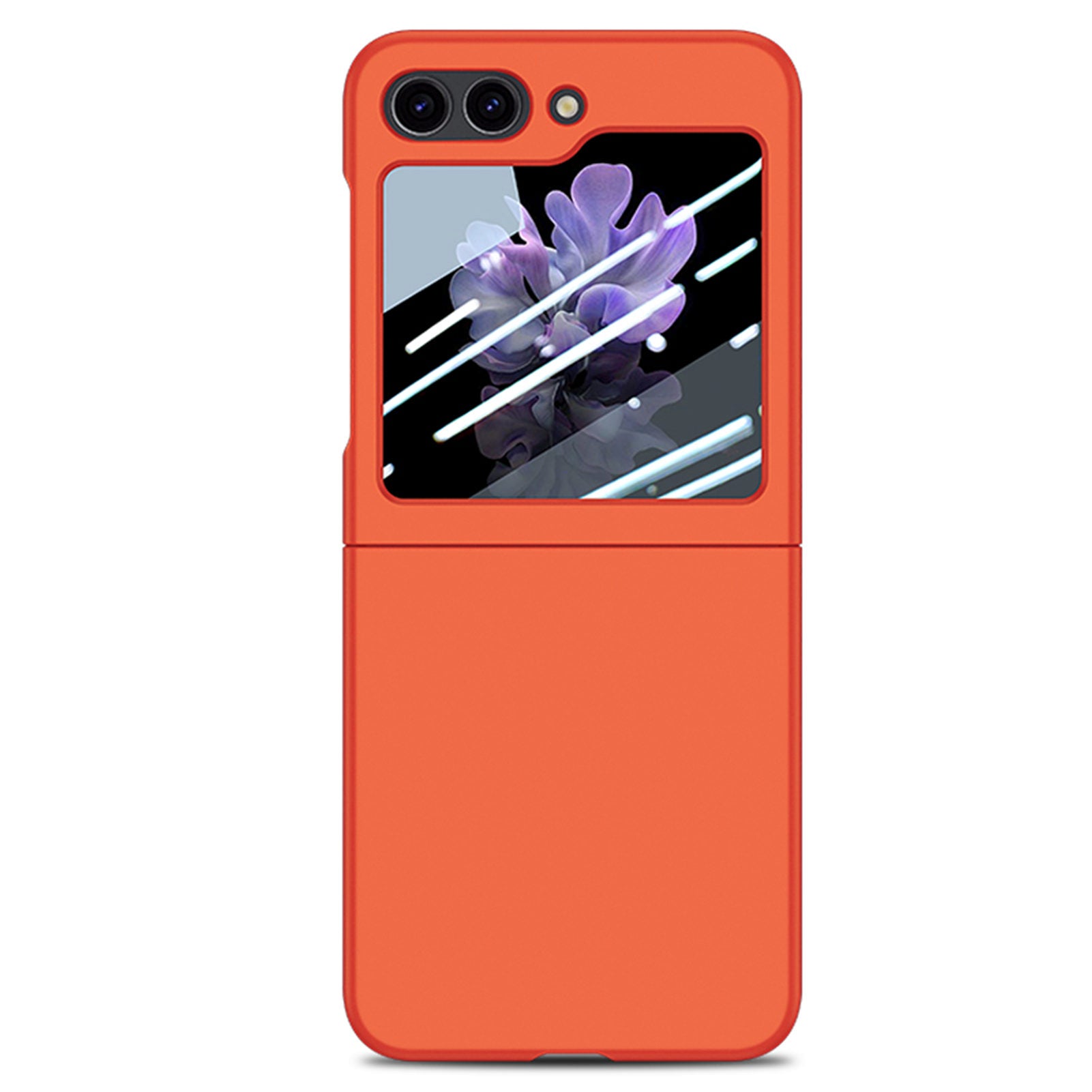 For Samsung Galaxy Z Flip6 5G Case Skin-touch PC Phone Cover with Rear Screen Protector - Orange
