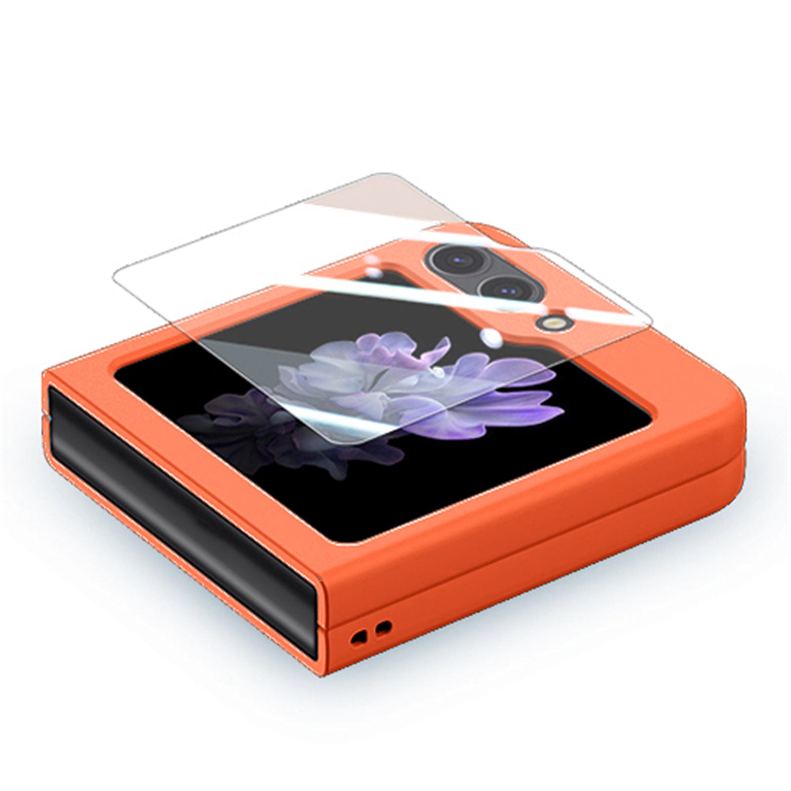 For Samsung Galaxy Z Flip6 5G Case Skin-touch PC Phone Cover with Rear Screen Protector - Orange