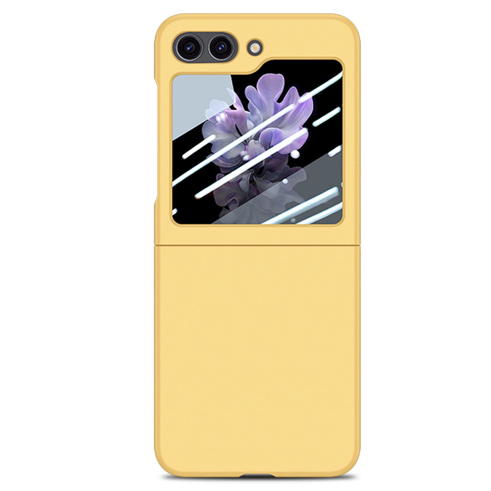 For Samsung Galaxy Z Flip6 5G Case Skin-touch PC Phone Cover with Rear Screen Protector - Yellow