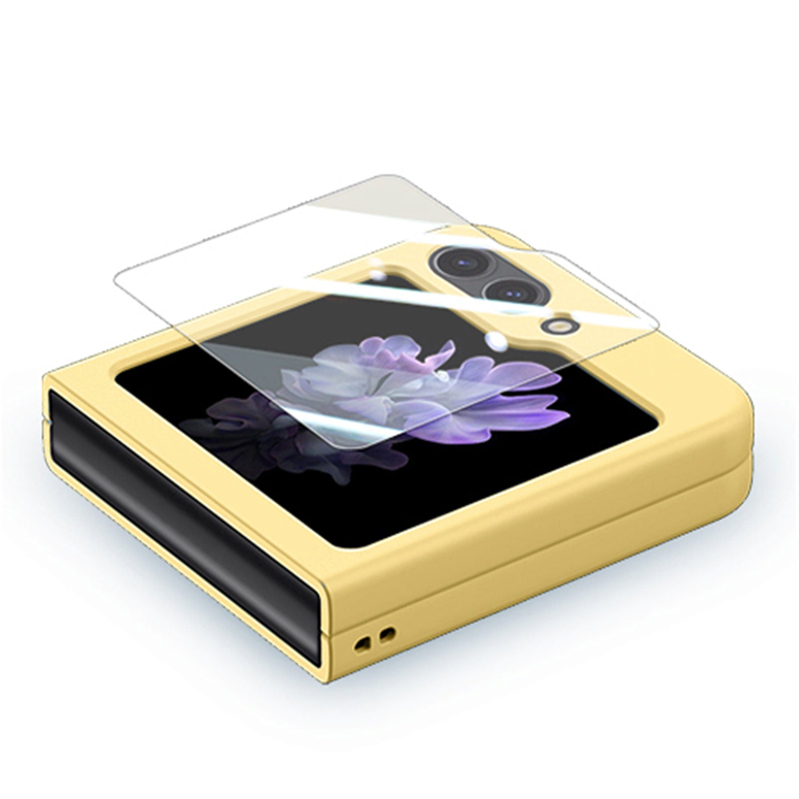 For Samsung Galaxy Z Flip6 5G Case Skin-touch PC Phone Cover with Rear Screen Protector - Yellow