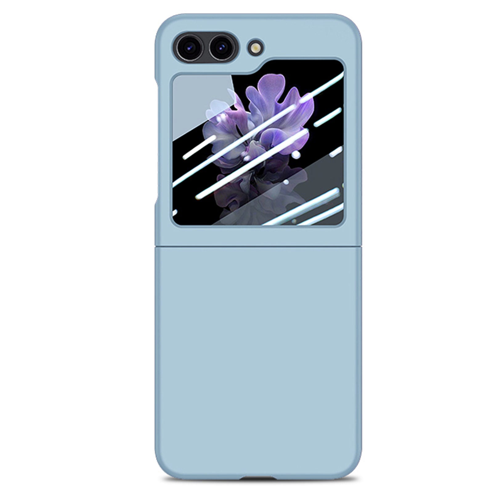 For Samsung Galaxy Z Flip6 5G Case Skin-touch PC Phone Cover with Rear Screen Protector - Baby Blue