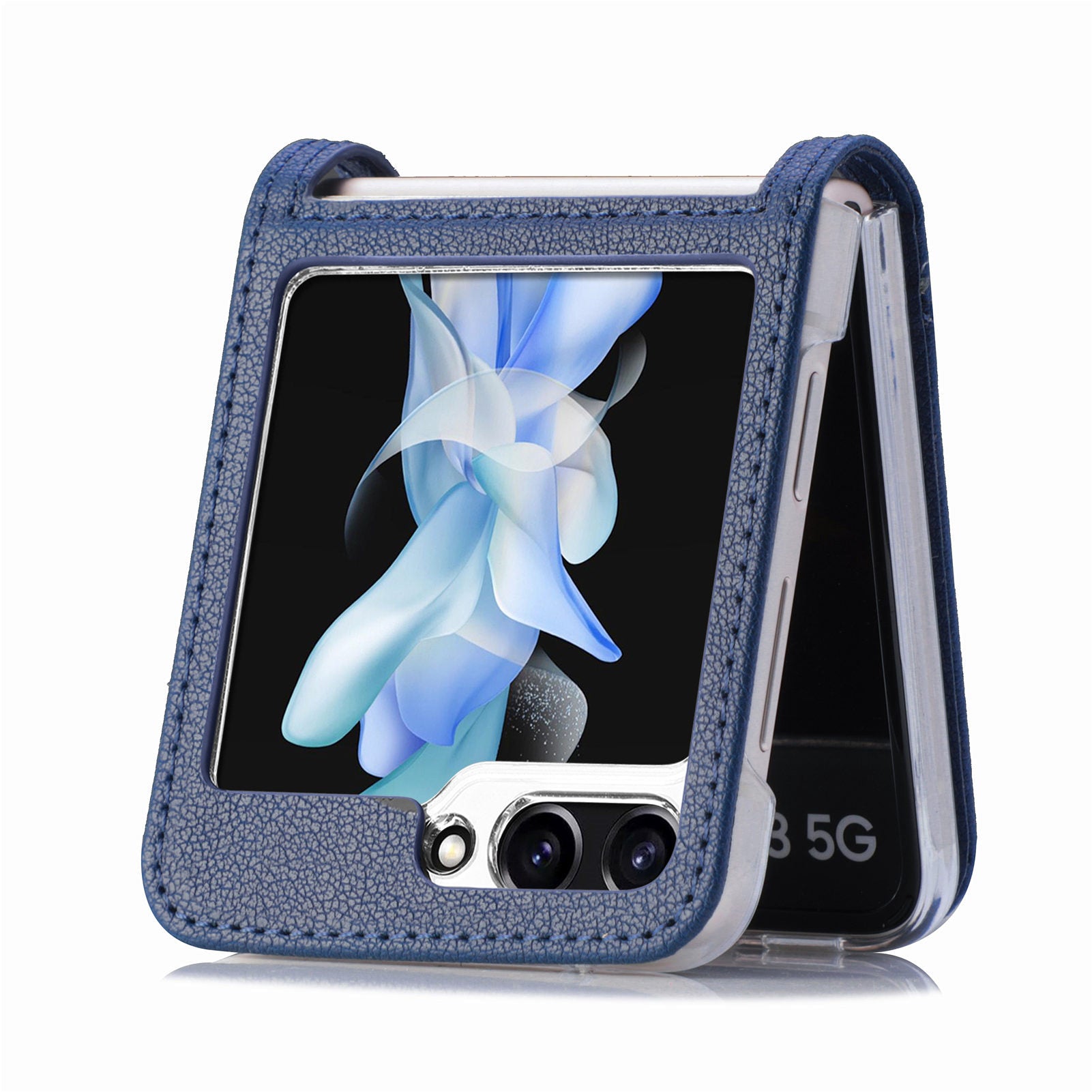 For Samsung Galaxy Z Flip6 5G Case Card Slot Leather+PC Phone Cover - Blue