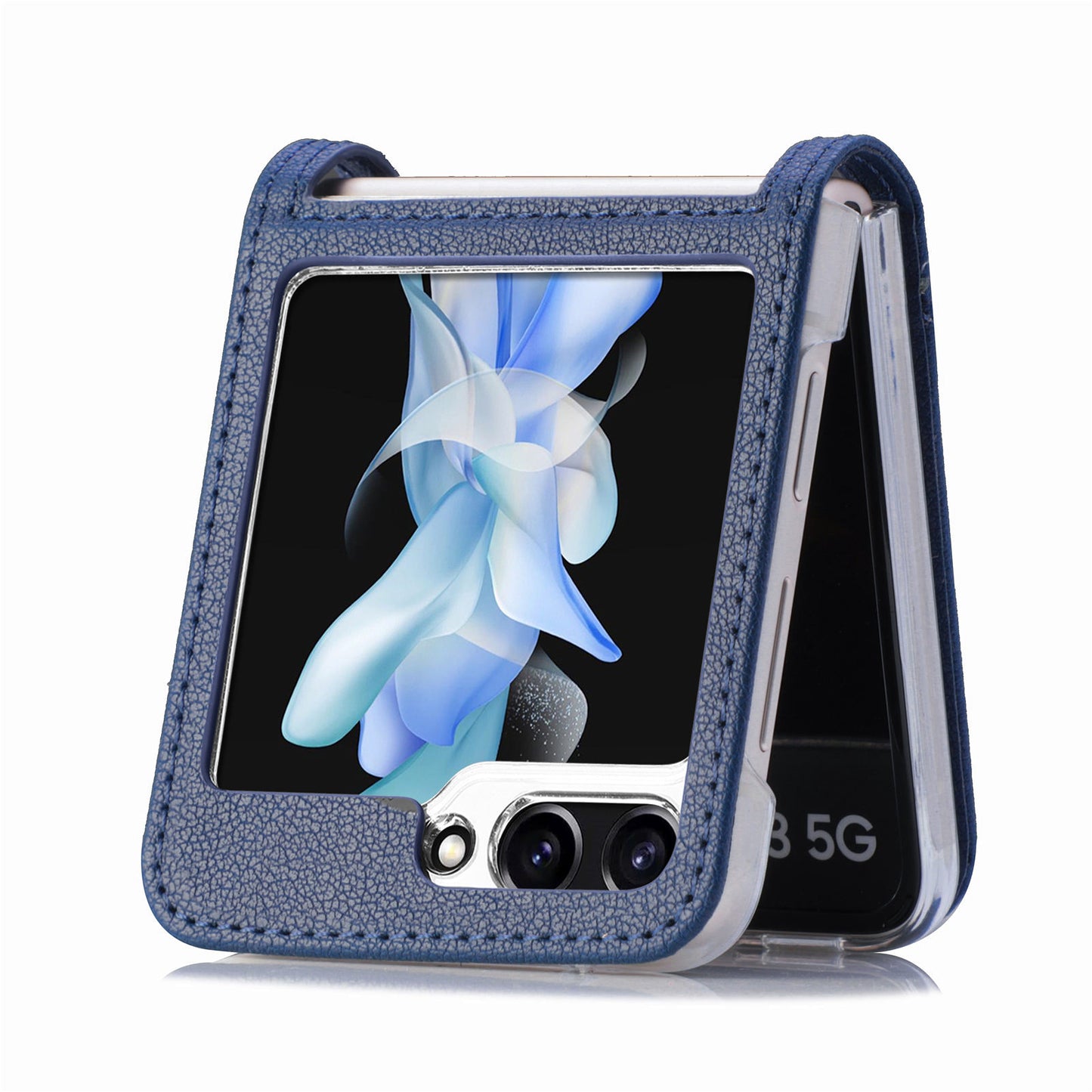 For Samsung Galaxy Z Flip6 5G Case Card Slot Leather+PC Phone Cover - Blue