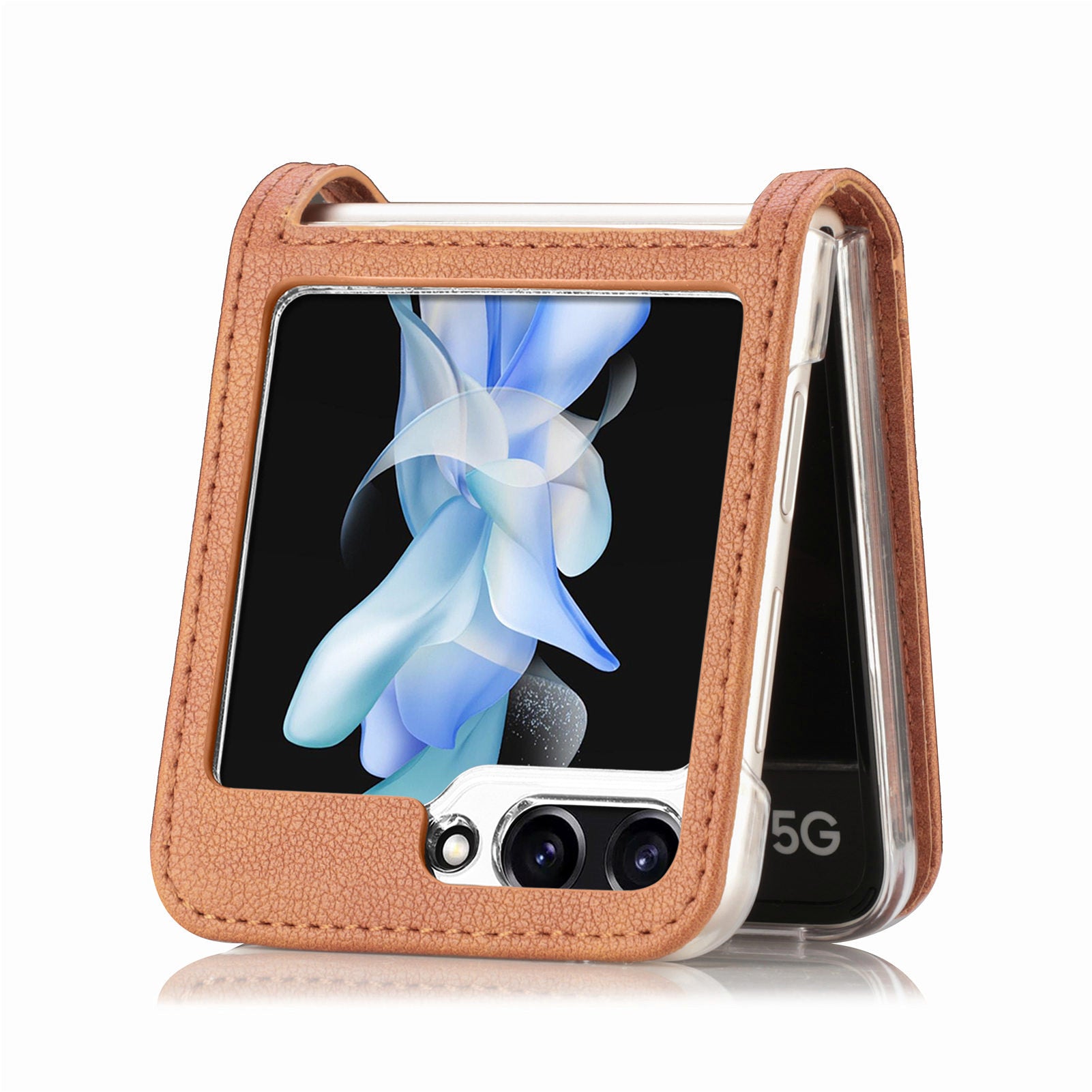 For Samsung Galaxy Z Flip6 5G Case Card Slot Leather+PC Phone Cover - Brown