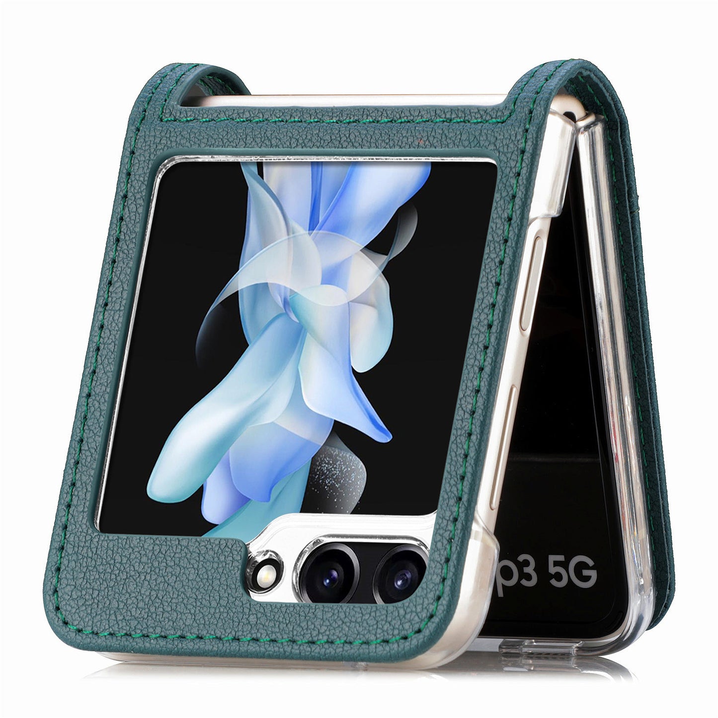For Samsung Galaxy Z Flip6 5G Case Card Slot Leather+PC Phone Cover - Green