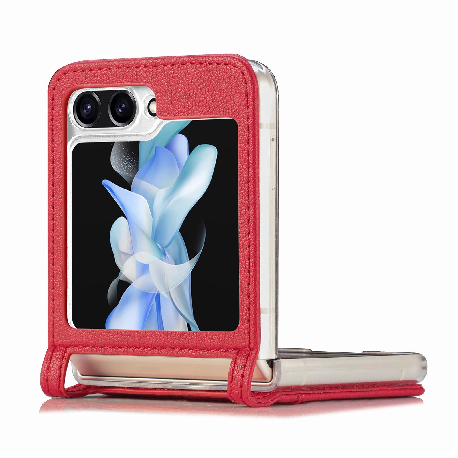 For Samsung Galaxy Z Flip6 5G Case Card Slot Leather+PC Phone Cover - Red