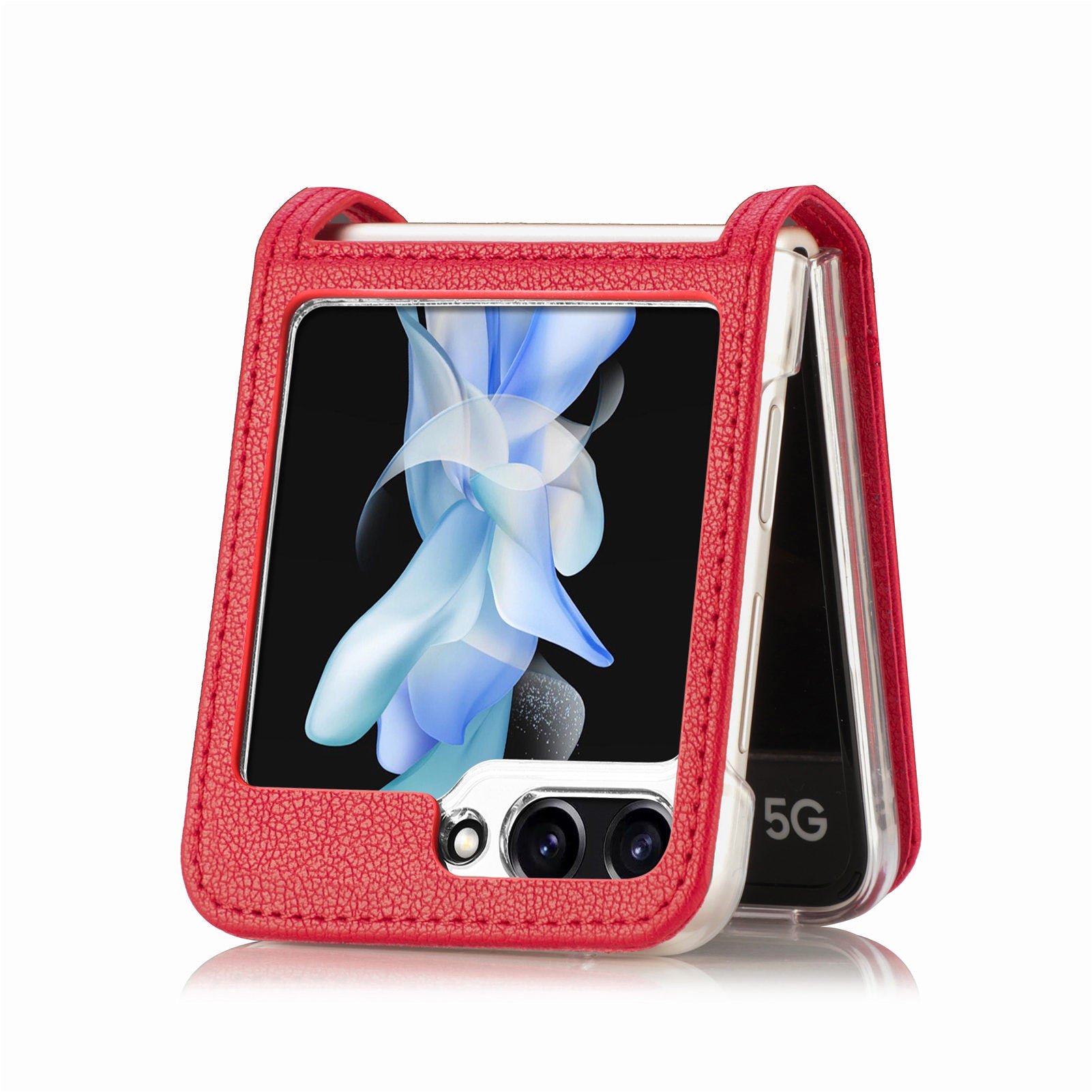 For Samsung Galaxy Z Flip6 5G Case Card Slot Leather+PC Phone Cover - Red