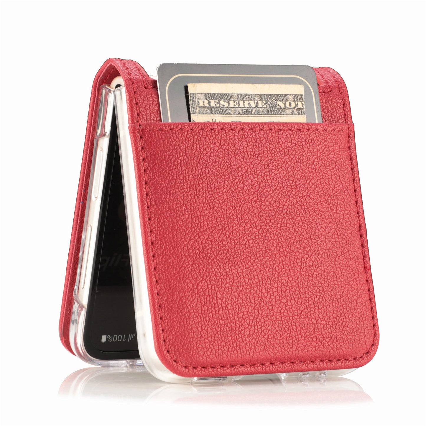 For Samsung Galaxy Z Flip6 5G Case Card Slot Leather+PC Phone Cover - Red