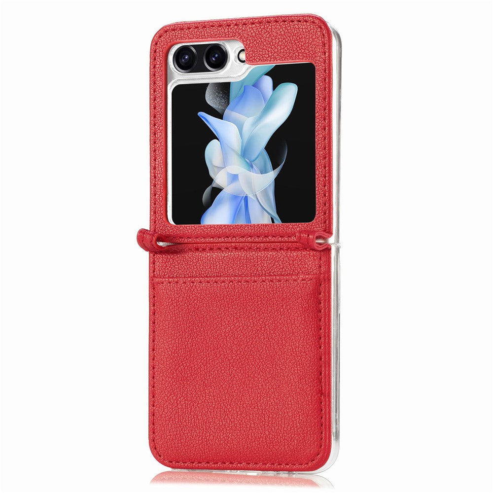 For Samsung Galaxy Z Flip7 FE 5G / Z Flip6 5G Case Card Slot Leather+PC Phone Cover - Red