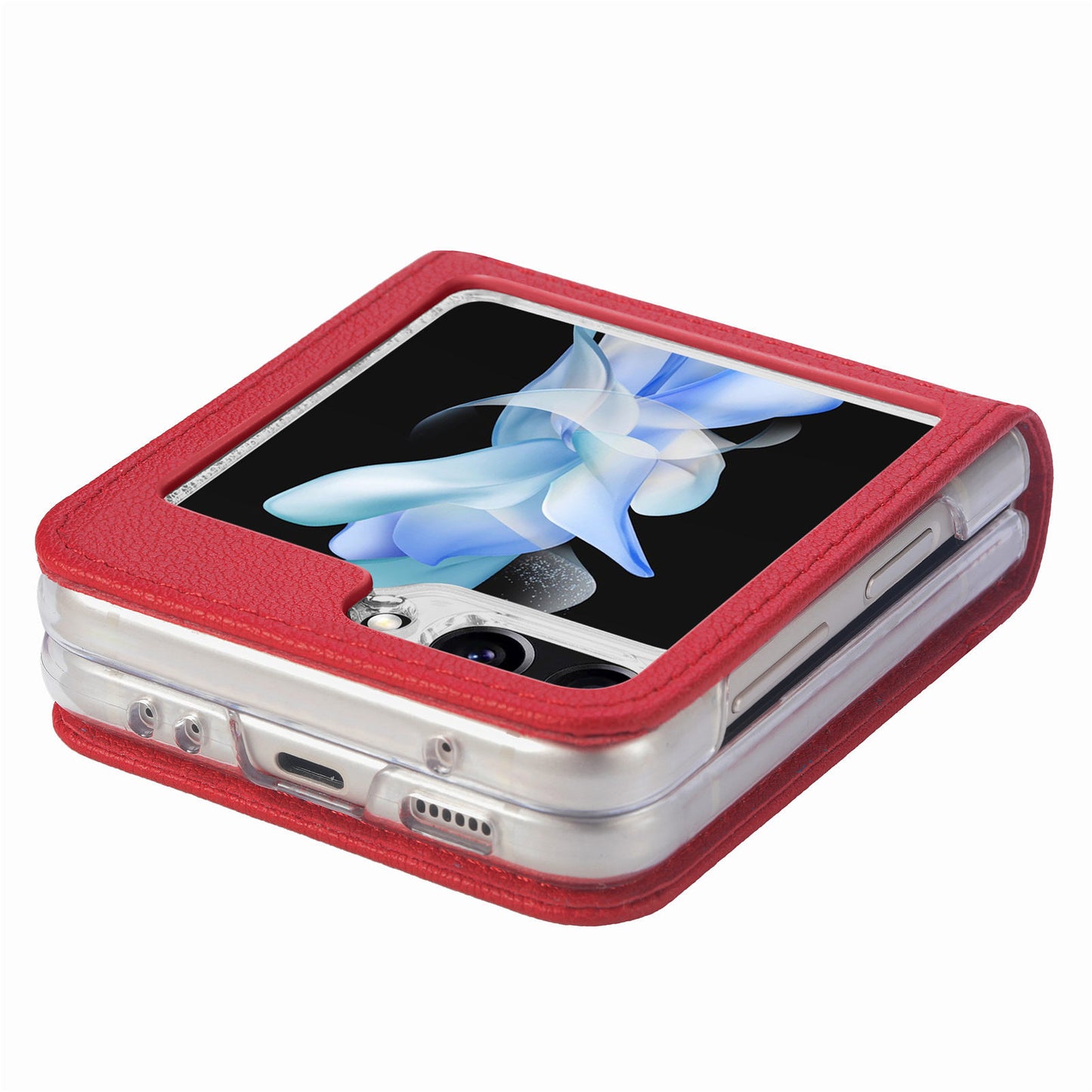 For Samsung Galaxy Z Flip6 5G Case Card Slot Leather+PC Phone Cover - Red