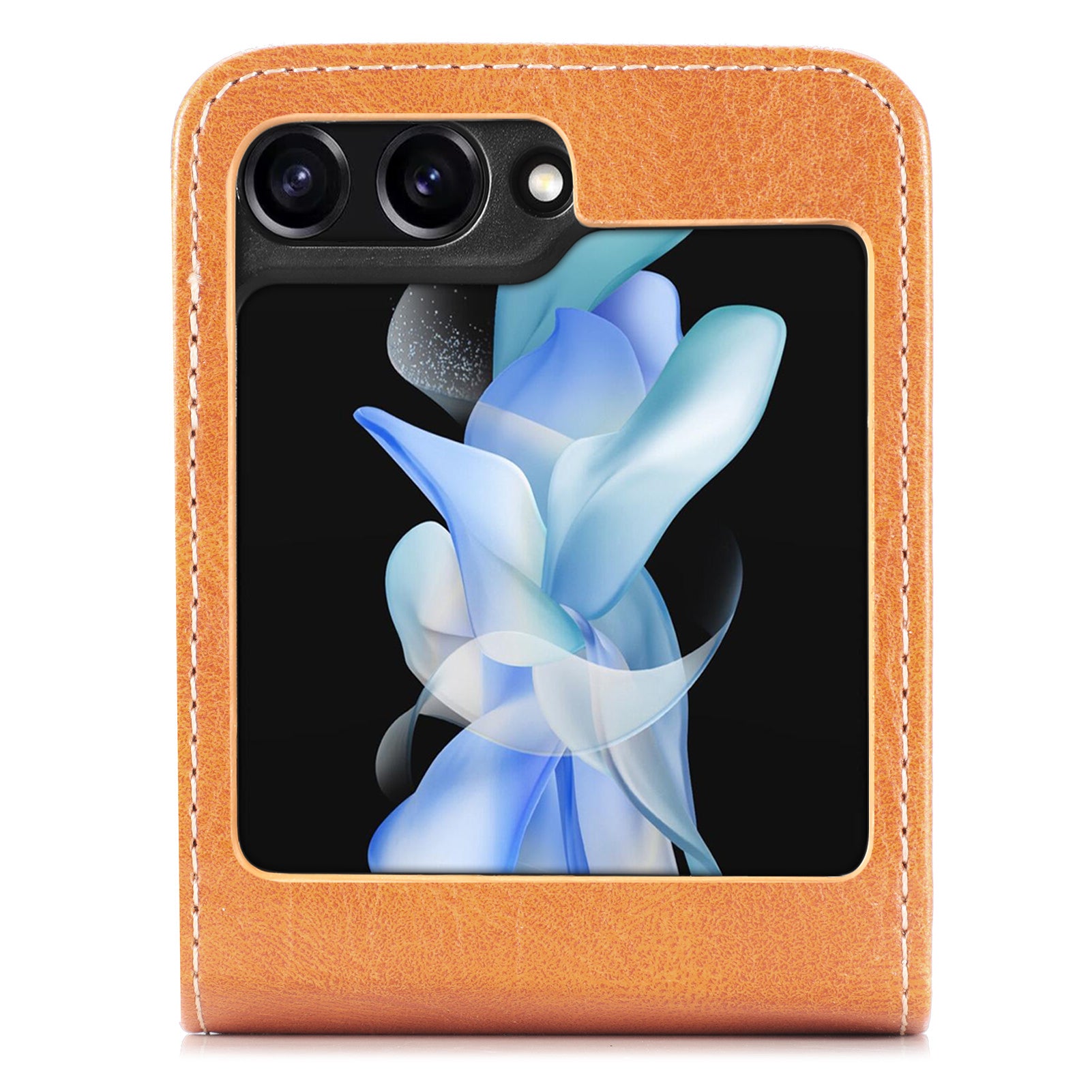 For Samsung Galaxy Z Flip6 5G Case Leather Phone Cover Card Slots Photo Frame Slot - Brown