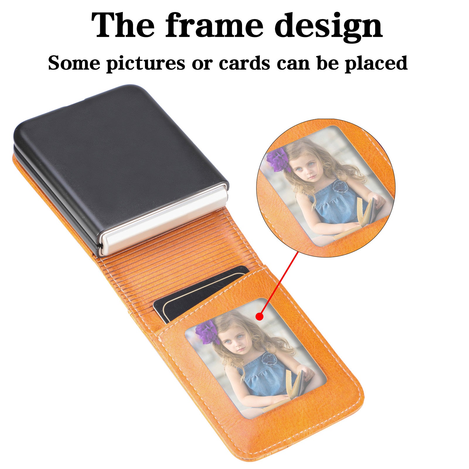 For Samsung Galaxy Z Flip6 5G Case Leather Phone Cover Card Slots Photo Frame Slot - Brown