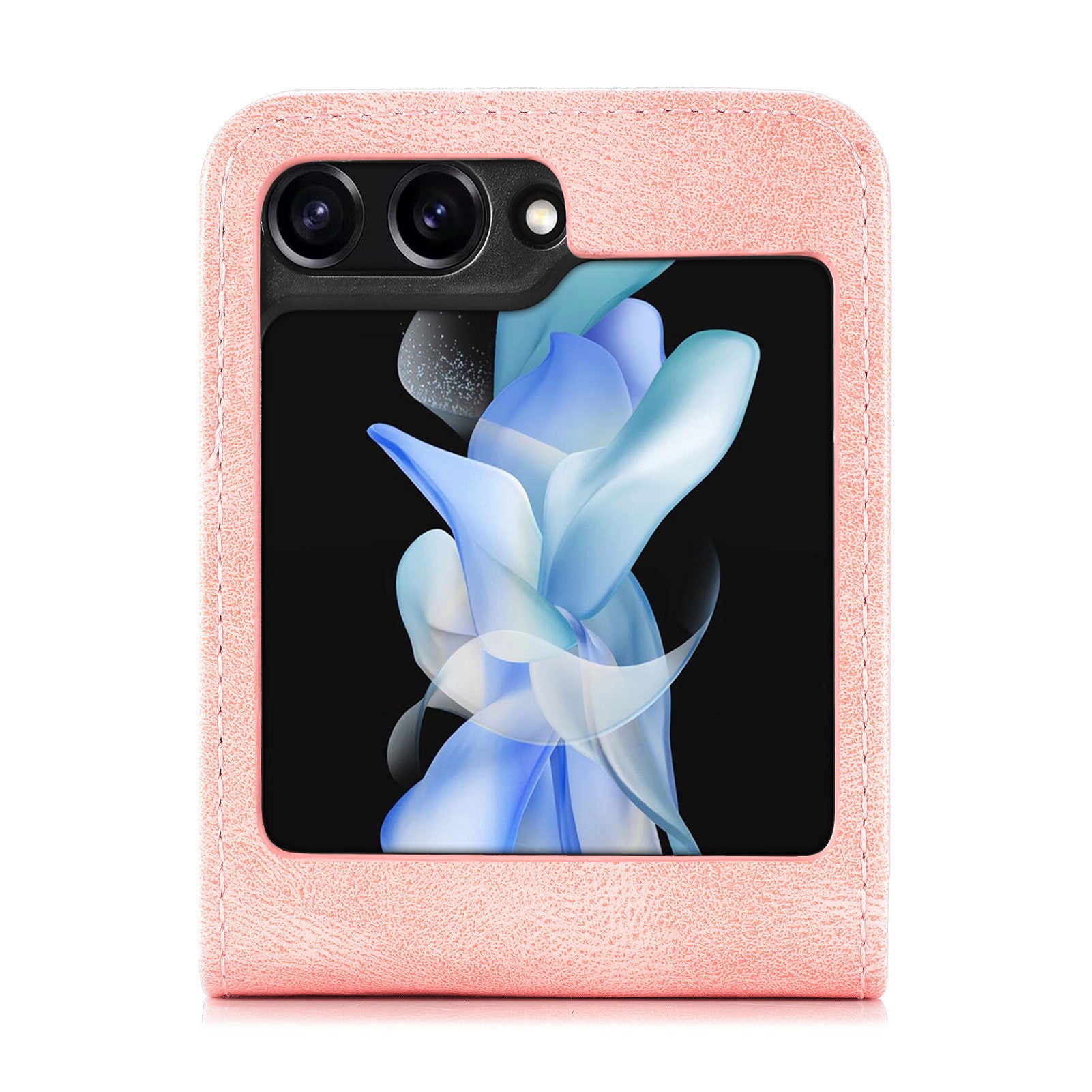 For Samsung Galaxy Z Flip6 5G Case Leather Phone Cover Card Slots Photo Frame Slot - Pink