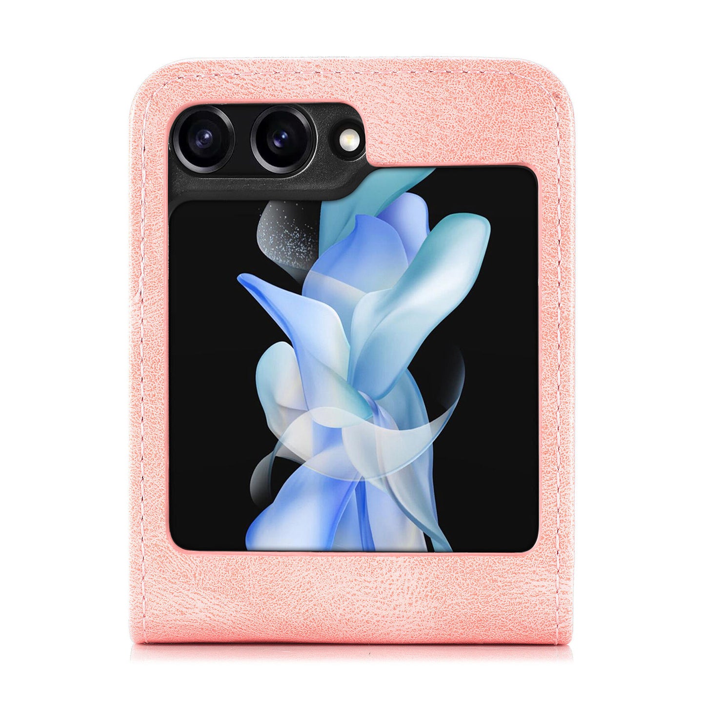For Samsung Galaxy Z Flip6 5G Case Leather Phone Cover Card Slots Photo Frame Slot - Pink