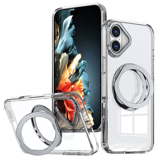 For iPhone 16 Plus Case Compatible with MagSafe TPU+Acrylic Kickstand Phone Cover - Transparent