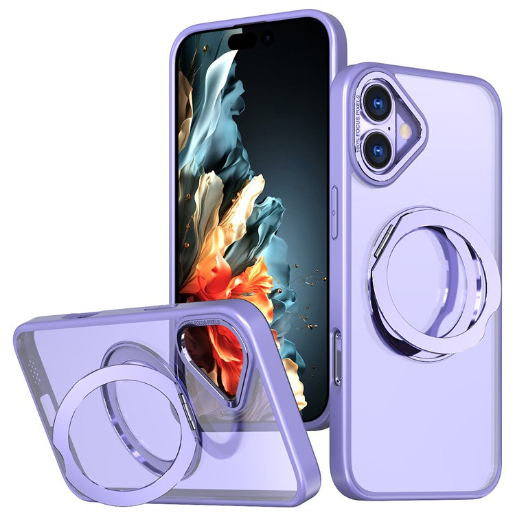 For iPhone 16 Case TPU+Acrylic Kickstand Magnetic Phone Cover - Light Purple
